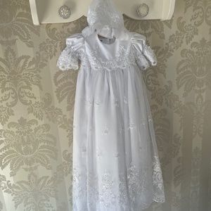 White organza beaded gown